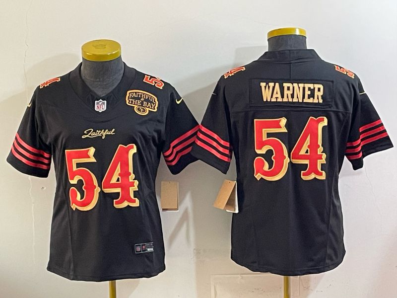 Youth 2026 San Francisco 49ers #54 Warner Black gold Nike Limited NFL Jersey style 004->youth nfl jersey->Youth Jersey